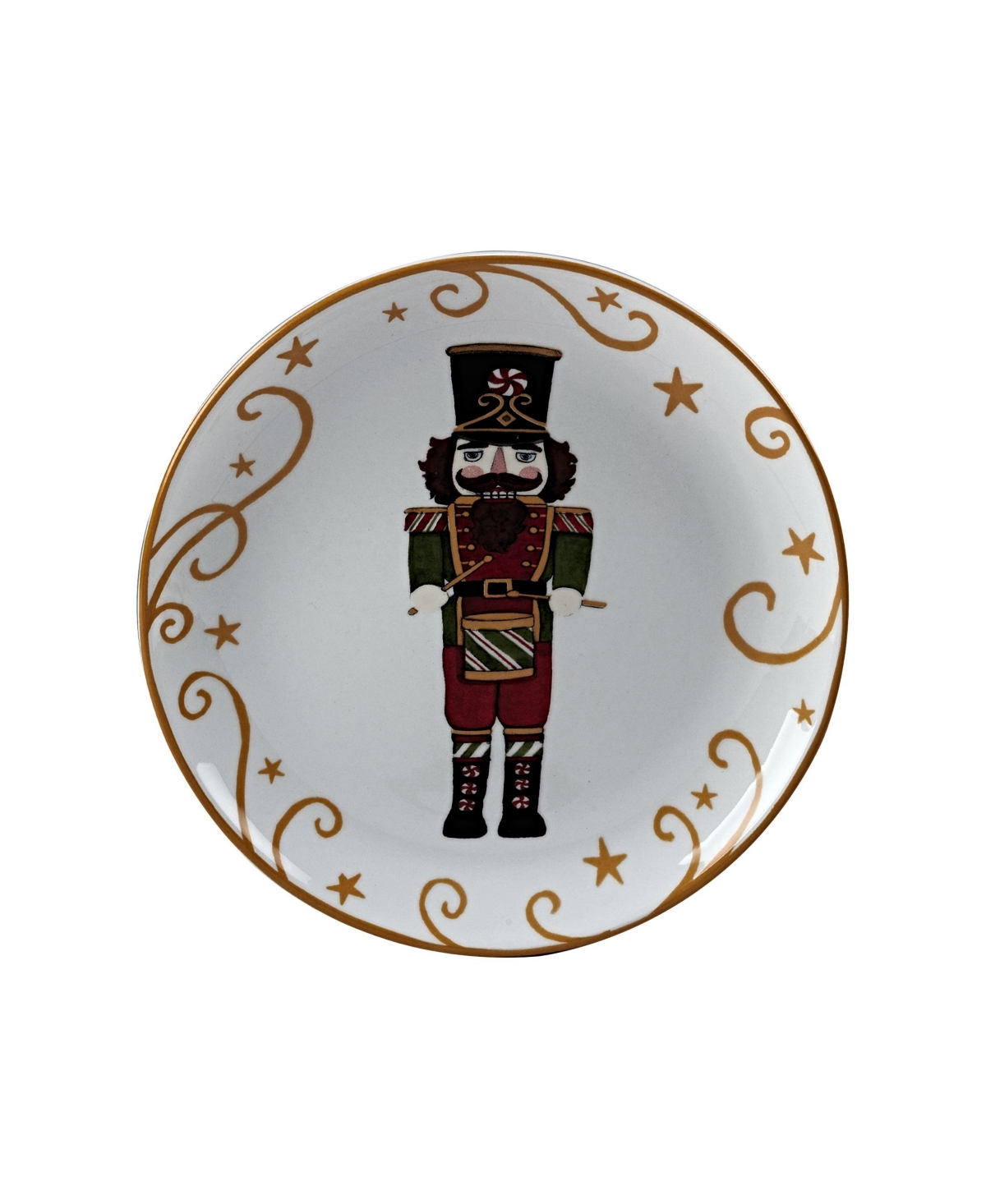Certified International Holiday Magic Nutcracker 4 Piece Dessert Plate Set In White,red,gold-tone