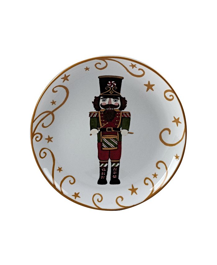 Certified International Holiday Magic Nutcracker 4 Piece Dessert Plate