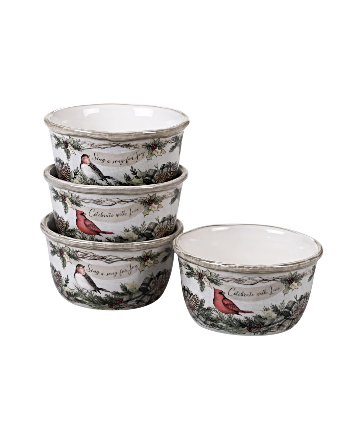 Certified International Holly And Ivy 16pc Dinnerware Set In White,green
