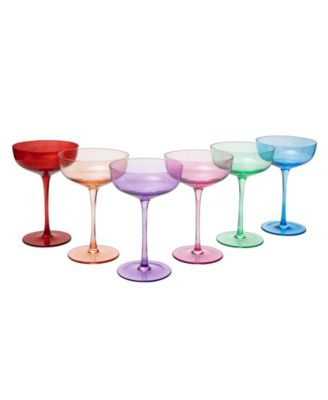 Colored Coupe Glasses, Set of 6