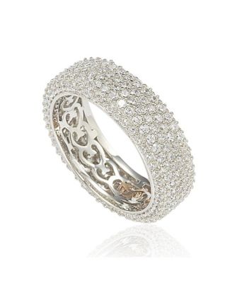 Suzy Levian Cubic Zirconia Sterling Silver Eternity Pave Ring