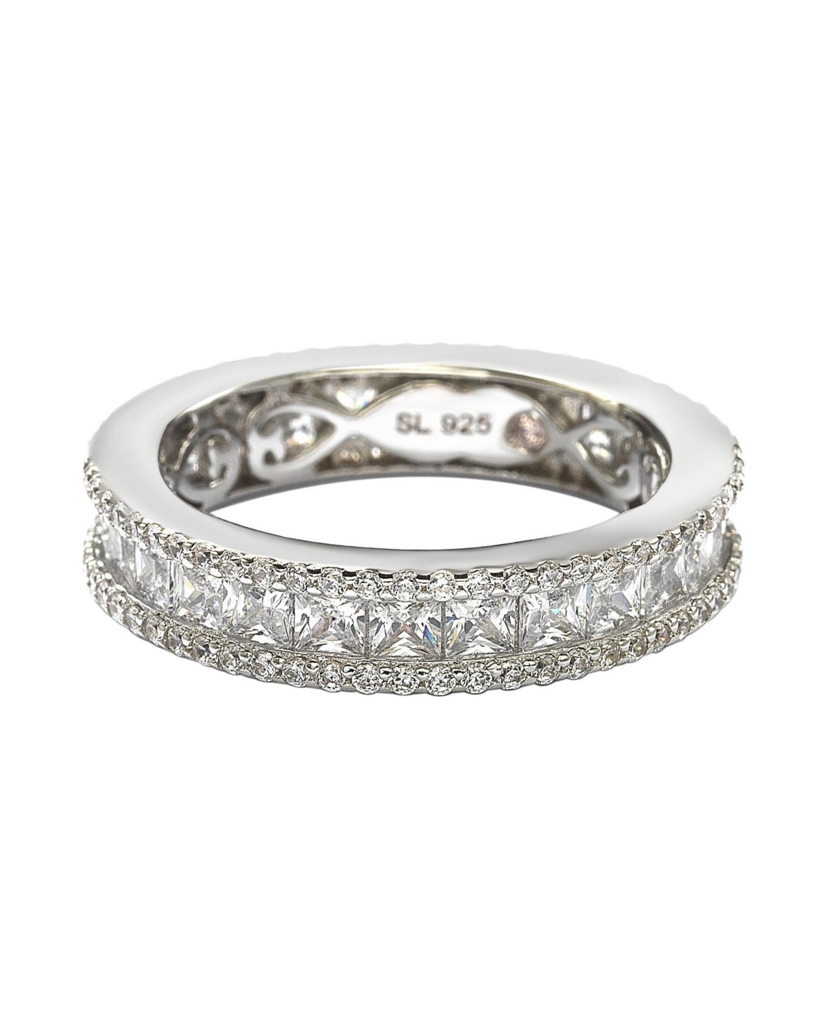 Suzy Levian New York Suzy Levian Sterling Silver Princess Cut Cubic Zirconia Eternity Band Ring
