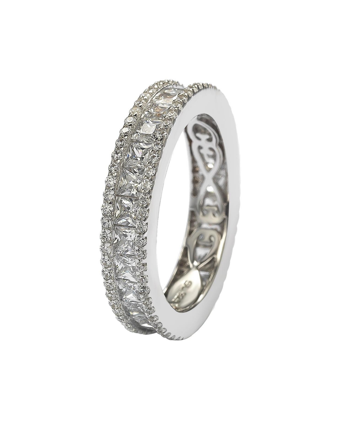 Suzy Levian New York Suzy Levian Sterling Silver Princess Cut Cubic Zirconia Eternity Band Ring