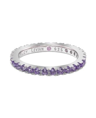 Suzy Levian Sterling Silver Thin Cubic Zirconia Eternity Band
