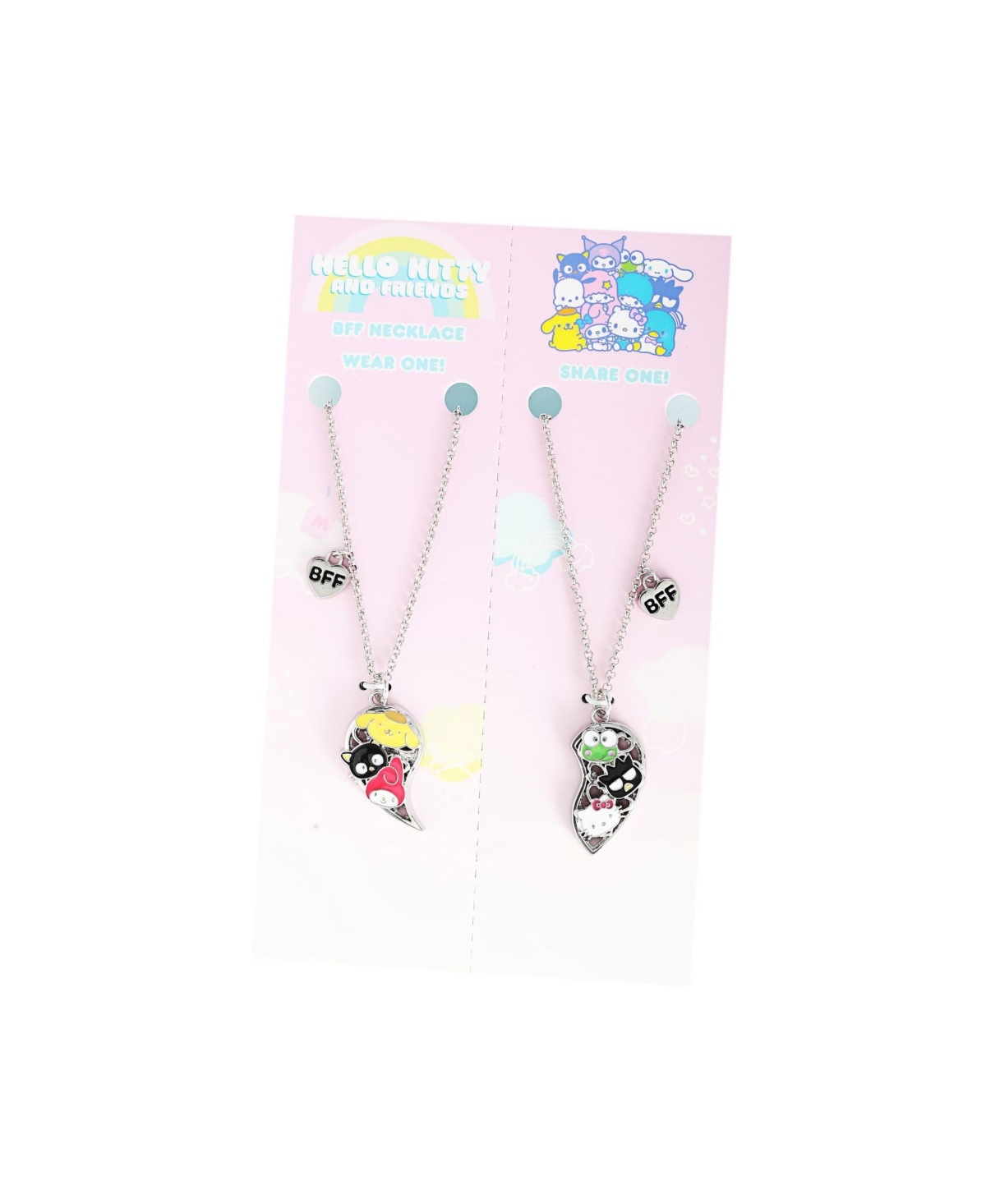Sanrio Hello Kitty and Friends Bff Friendship Necklaces, 16 + 3'' - Set of 2, Authentic Officially Licensed - red, black