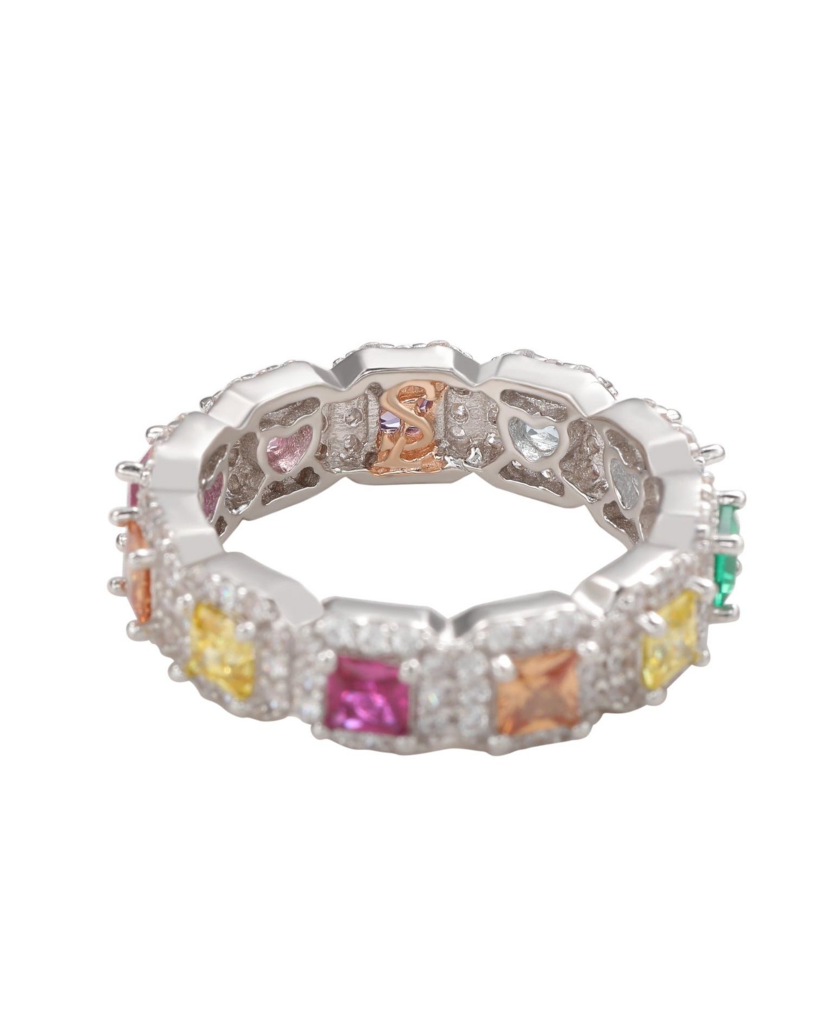 Suzy Levian New York Suzy Levian Sterling Silver Cubic Zirconia Princess Cut Eternity Band Ring