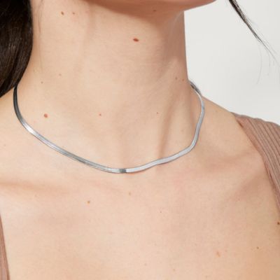 Herringbone Chain Necklace - Ina Silver