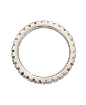 Suzy Levian Sterling Silver Thin Cubic Zirconia Eternity Band