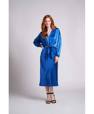 Women's Sophie Satin Midi Skirt with Hidden Elastic Waist