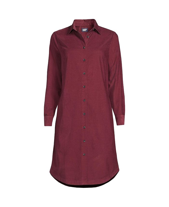 Lands' End Women's Pinwale Cord Button Front Dress - Macy's
