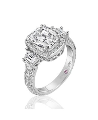 Suzy Levian Sterling White Elongated Cushion Cut Cubic Zirconia Bridal Ring