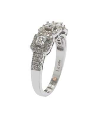 Suzy Levian Sterling Silver Cubic Zirconia 3-Stone Asscher-Cut Band Ring