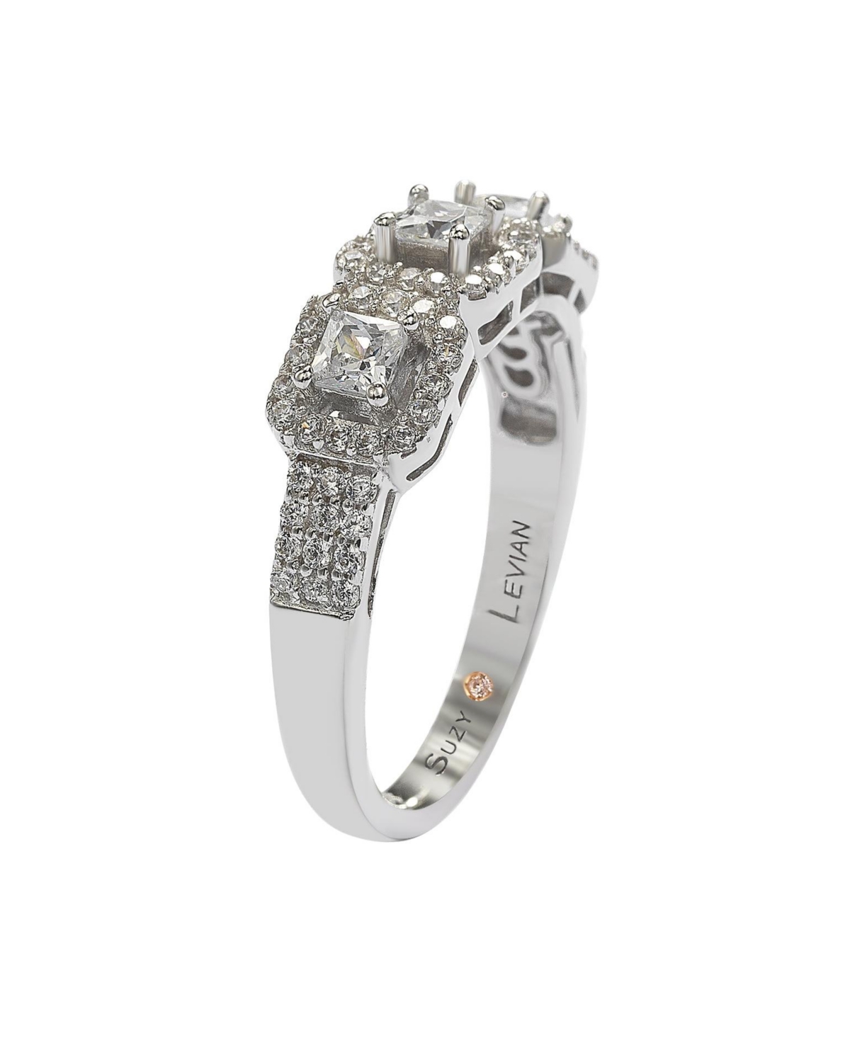Suzy Levian New York Suzy Levian SterlingCubic Zirconia 3-Stone Asscher-Cut Band Ring - Silver