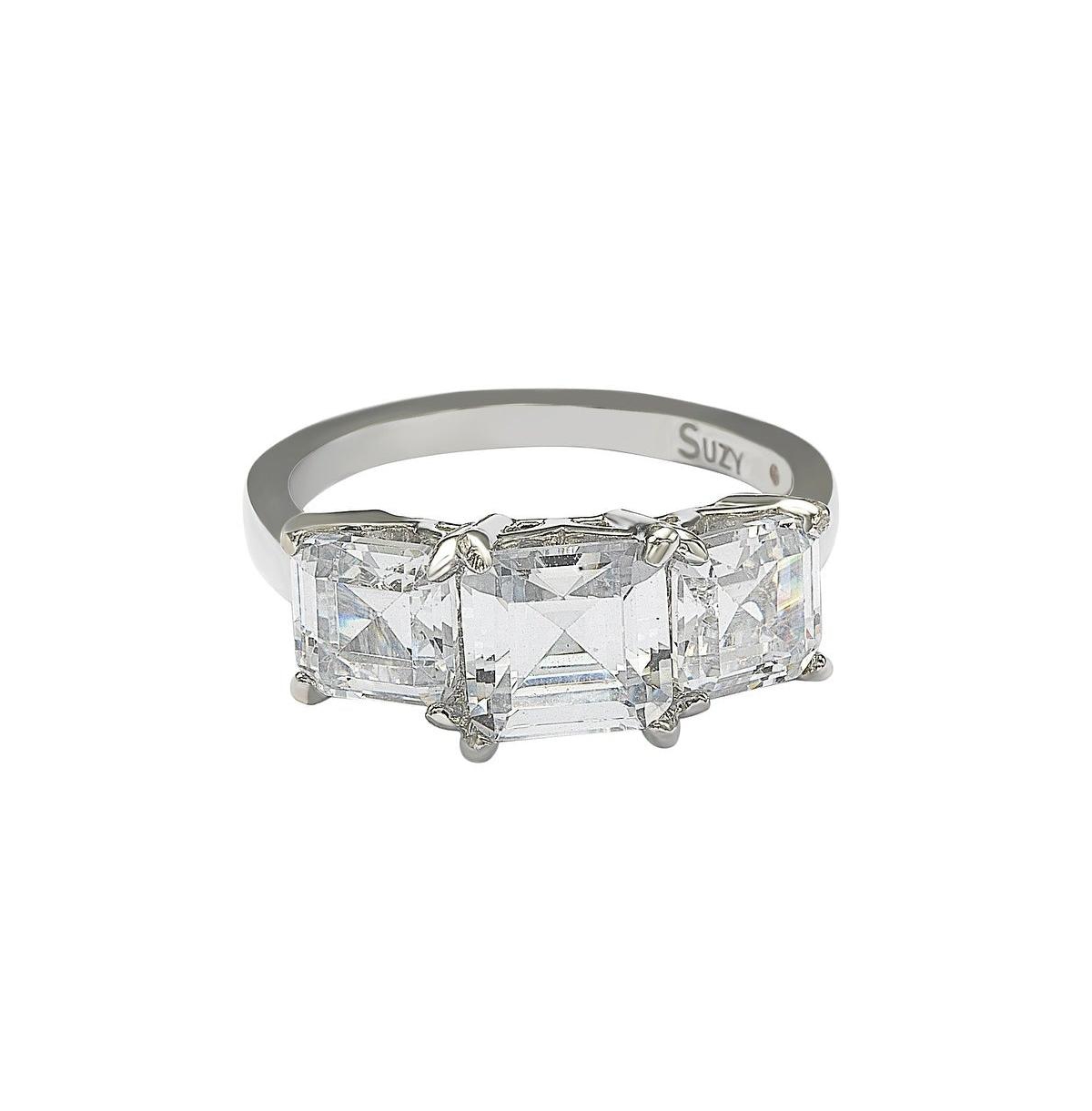 Suzy Levian New York Suzy Levian SterlingWhite Cubic Zirconia 3-Stone Center Stone Ring - Silver