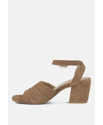 MON-BEAU Women Fine Suede Block Heeled Sandal