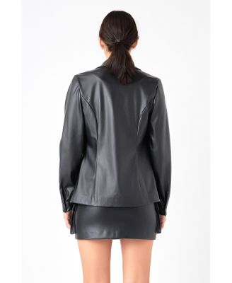 Women's Faux Leather Jacket Set