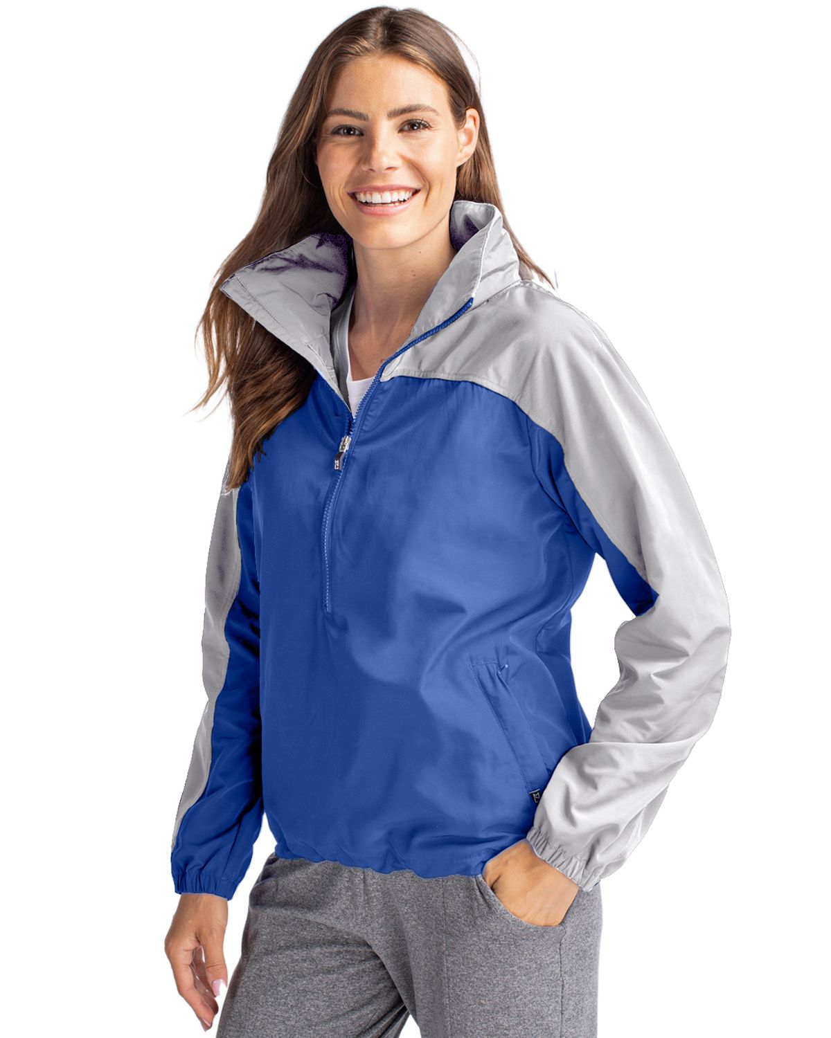 Cutter Buck Charter Eco Knit Recycled Womens Anorak Jacket - Tour blue/polished