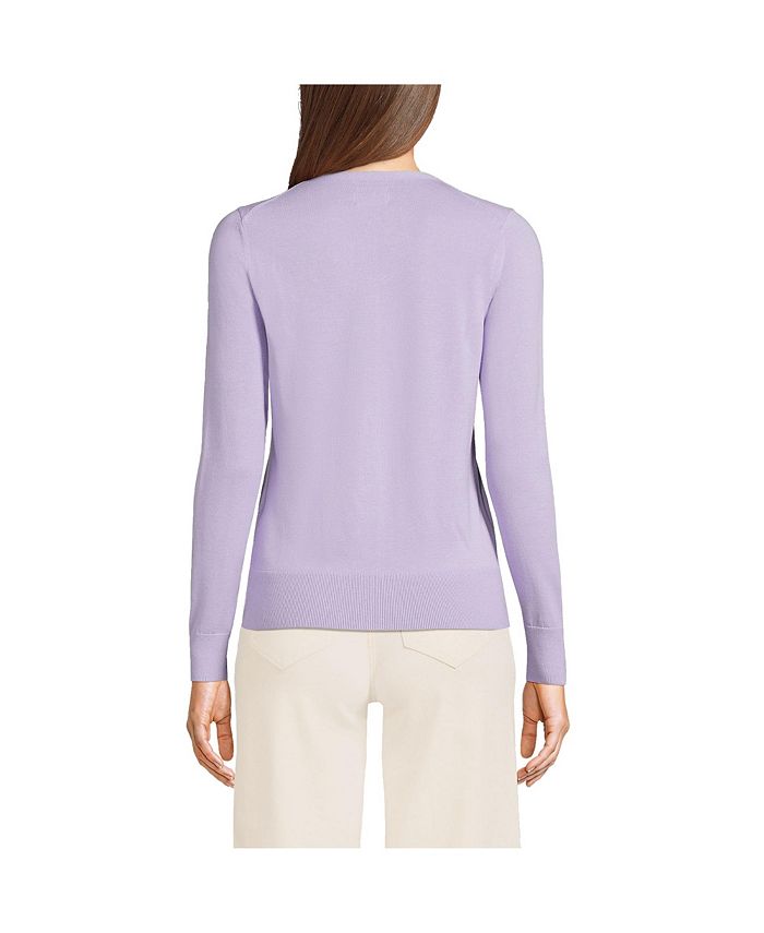 Lands' End Petite Fine Gauge Cotton Cardigan Sweater Macy's