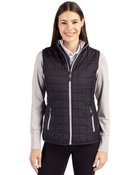 Женский жилет Cutter & Buck Rainier PrimaLoft Eco Insulated Full Zip Puffer Vest, цвет: Чёрный