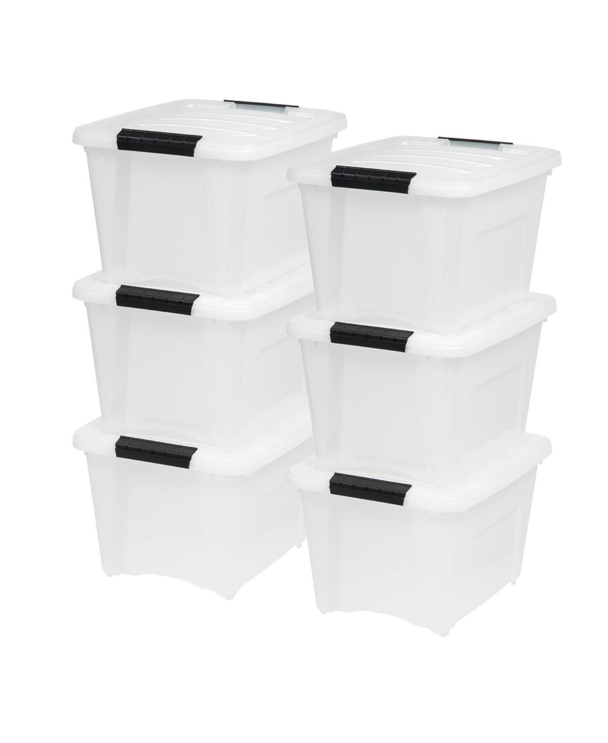 6 Pack 19qt Plastic Storage Bin with Lid and Secure Latching Buckles, Pearl