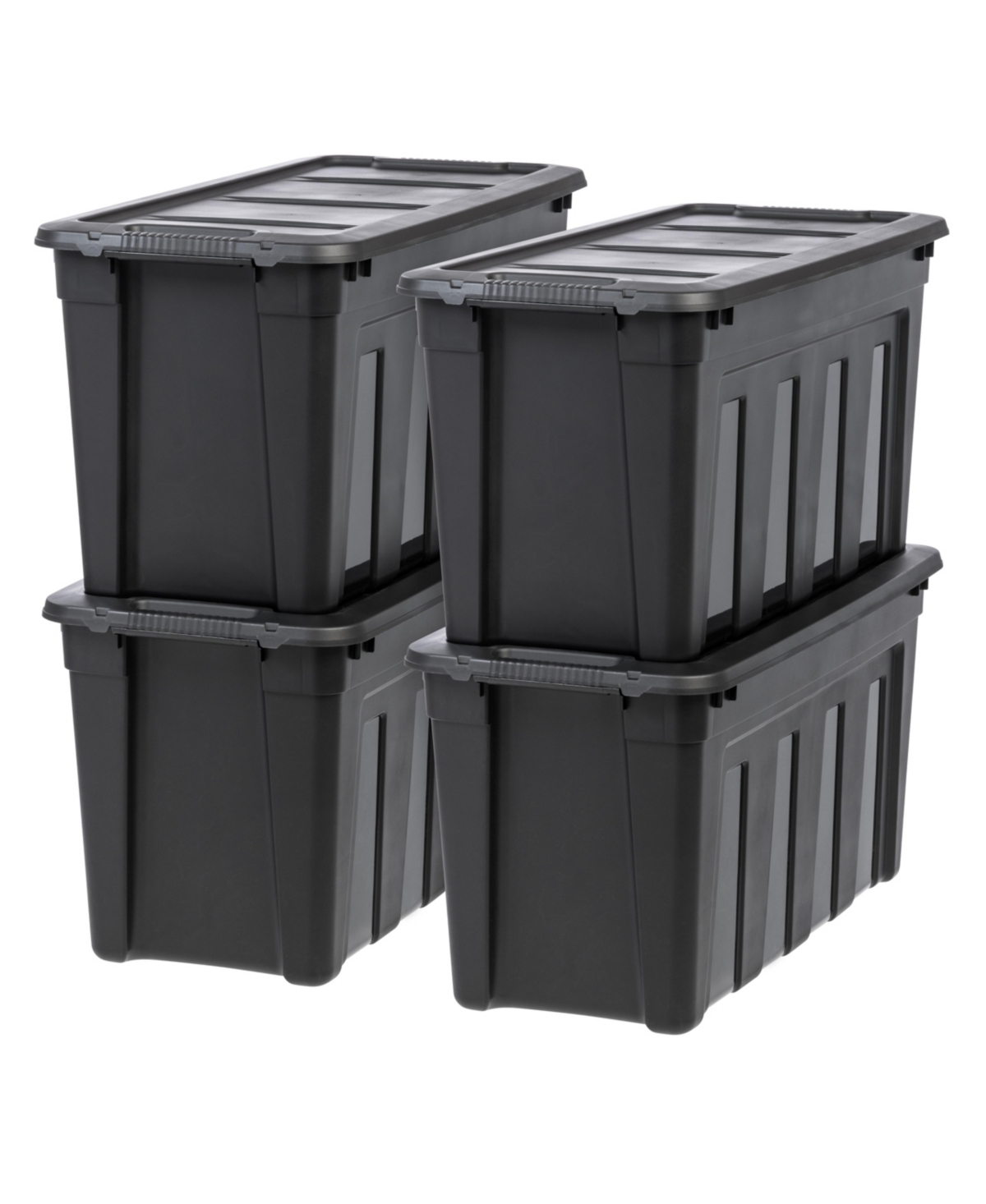 31 Gallon Heavy-Duty Storage Plastic Bin Tote Container, Black, Set of 4 - Black