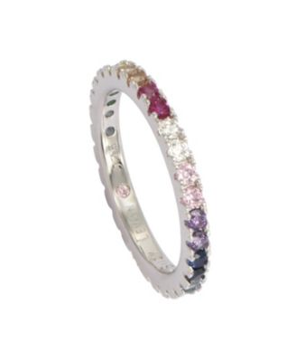 Suzy Levian Sterling Silver Thin Cubic Zirconia Eternity Band