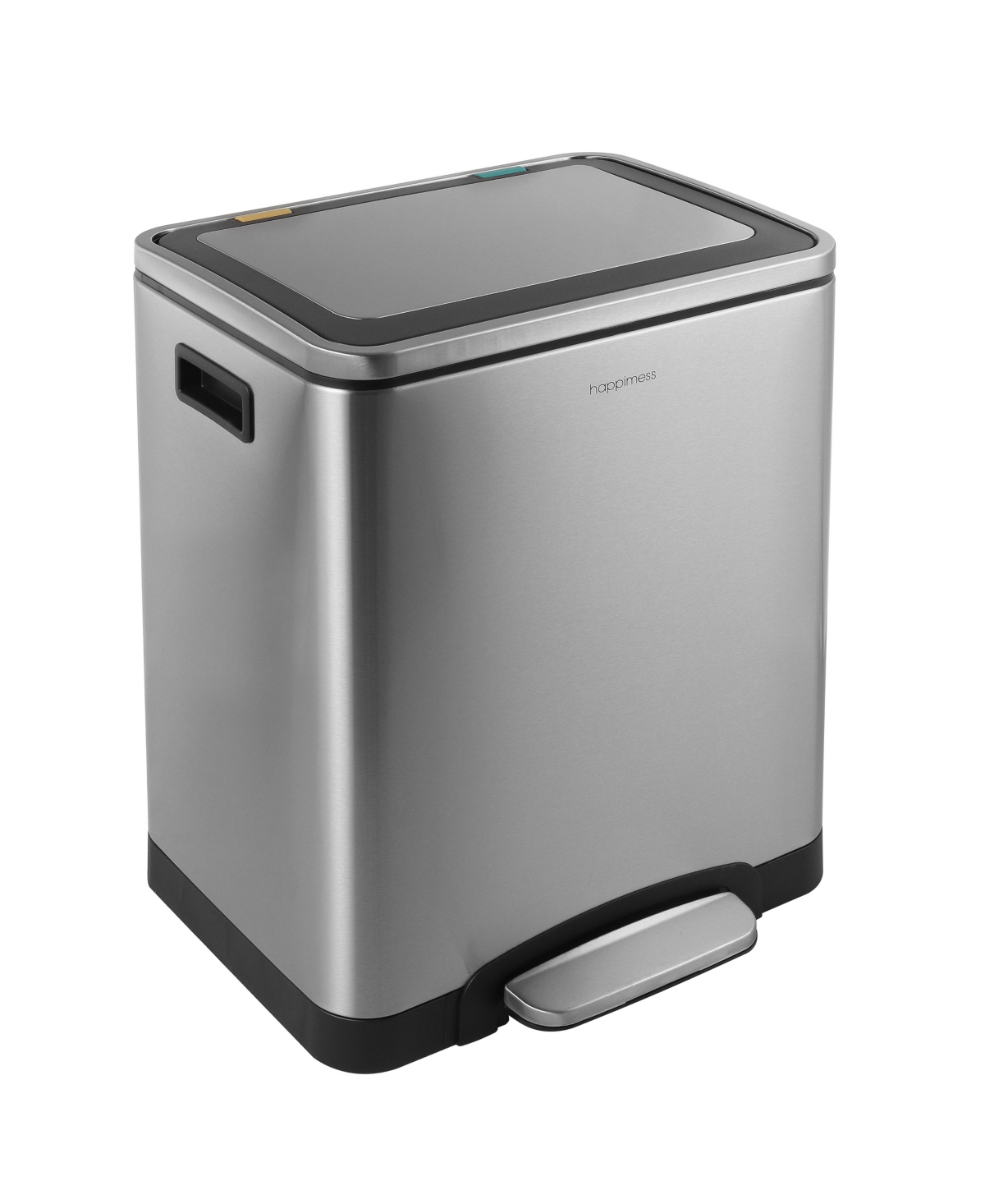 Elmo Rectangular Double Bucket Trash Can with Soft-Close Lid - Stainless steel