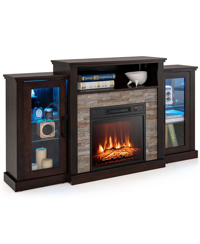 Costway Fireplace TV Stand with Led Lights & Electric Fireplace For 65" WallMounted TV Macy's