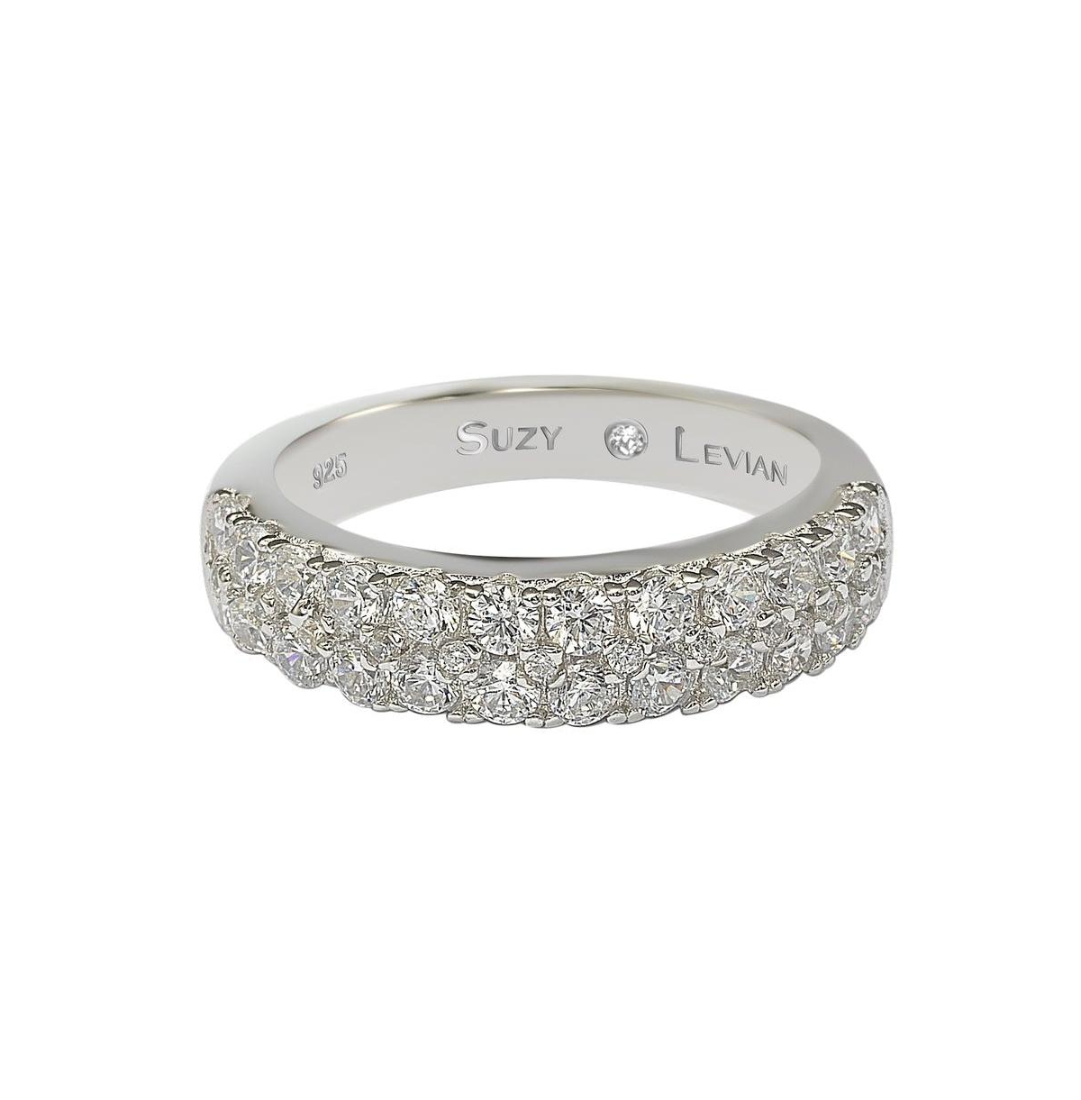 Suzy Levian New York Suzy LevianCubic Zirconia in Sterling Silver Pave Half Eternity Ring - White