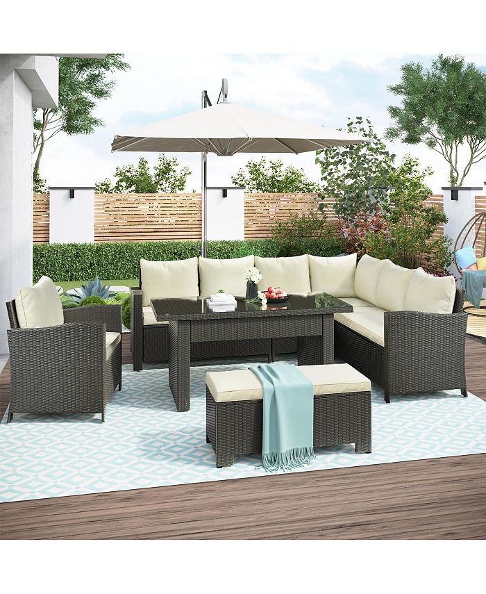 Simplie Fun Patio Furniture Set, 6 Piece Outdoor Conversation Set