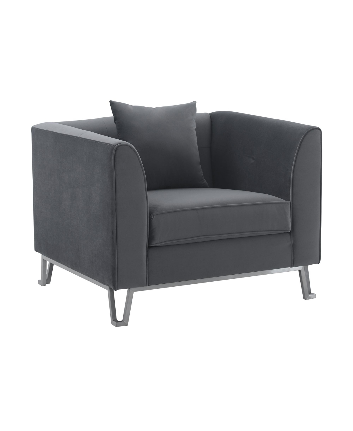 Armen Living Everest 38" Fabric Brushed Stainless Steel Legs With Upholstered Sofa Accent Chair In Gray
