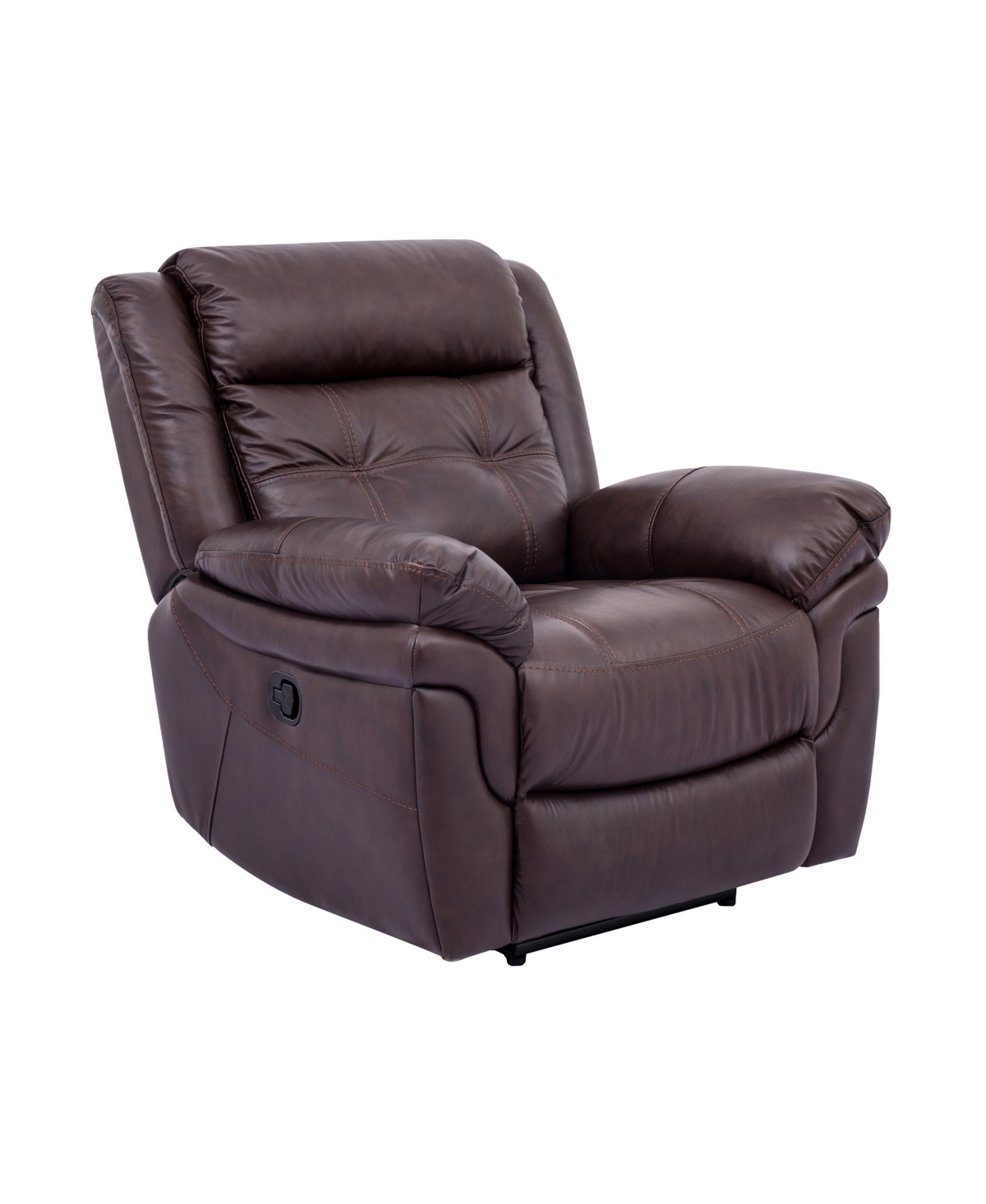 Armen Living Marcel 40" Leather In Manual Recliner Chair In Dark Brown