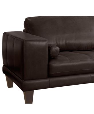 Wynne 94" Genuine Leather with Wood Legs in Contemporary Sofa