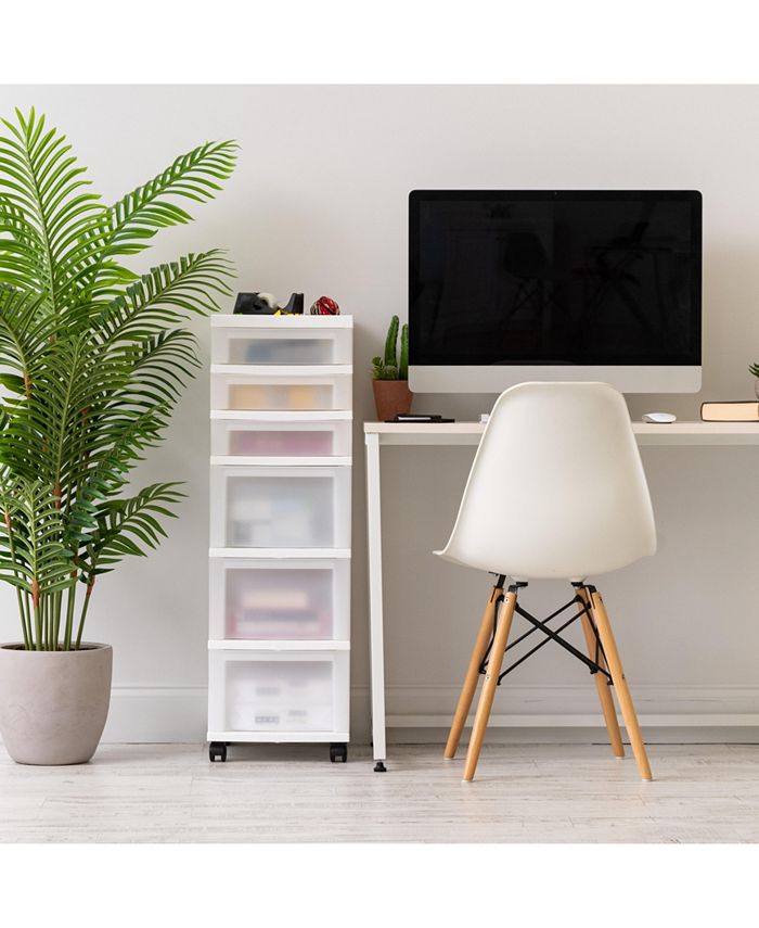 IRIS USA 6Drawer Storage Cart with Organizer Top, White/Pearl Macy's