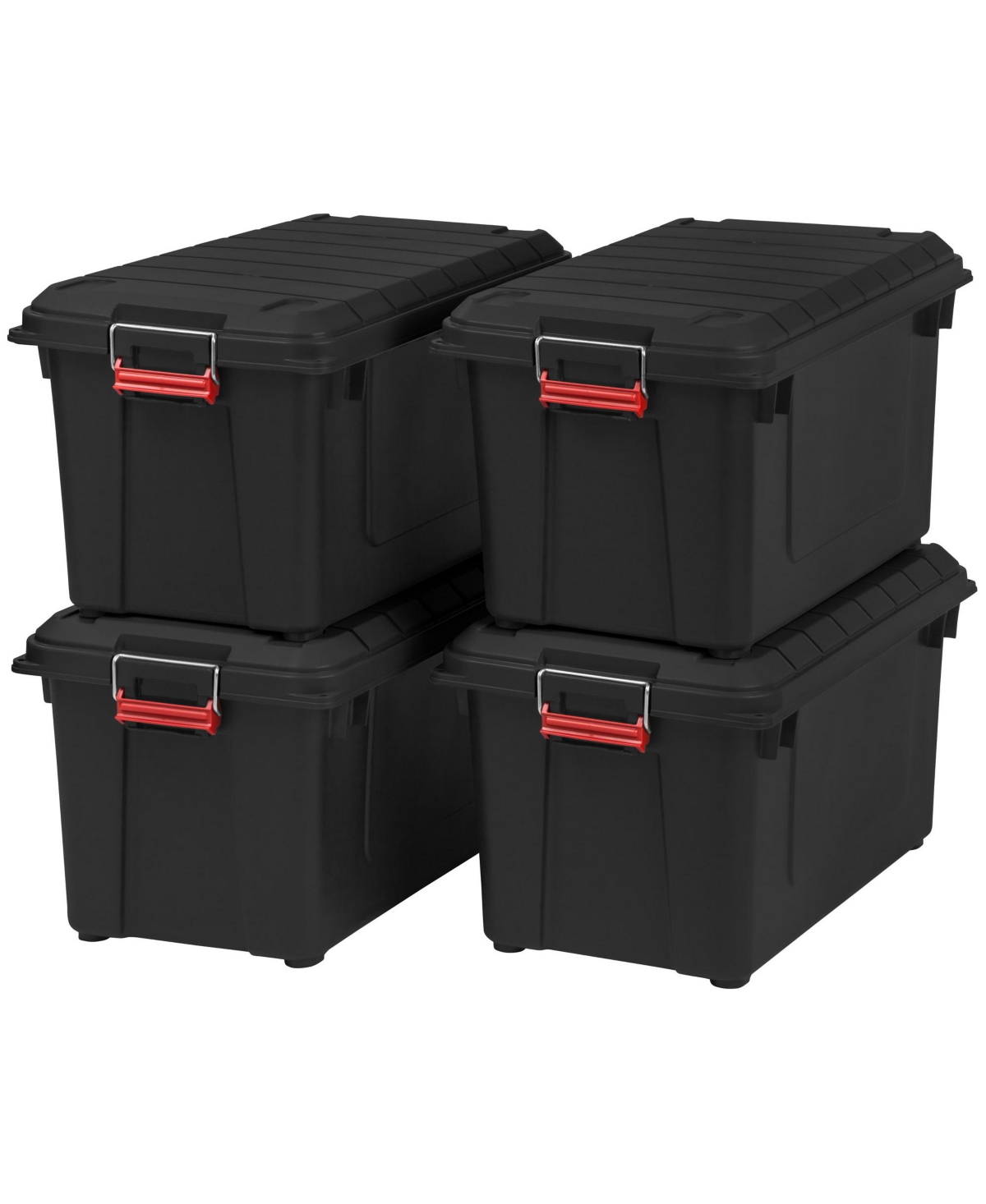 82 Quart WeatherPro Storage Box, Store-It-All Utility Tote, Black, Set of 4 - Black