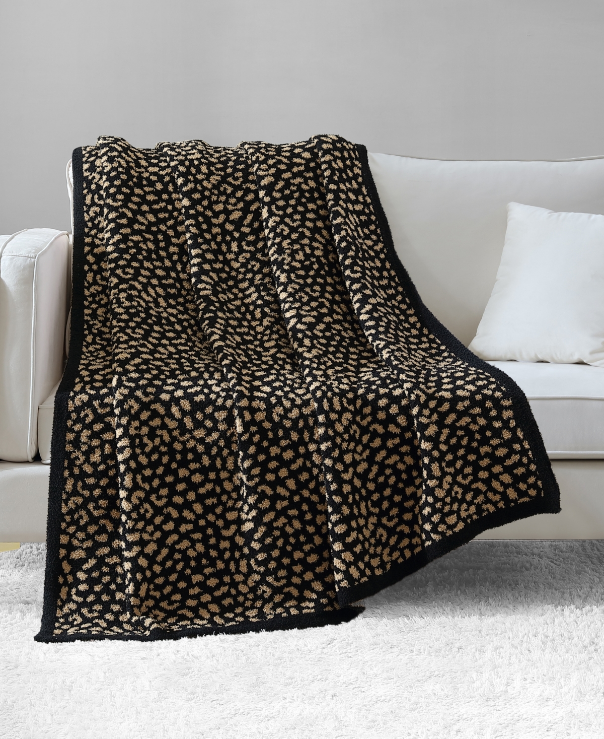 Juicy Couture Leopard Jacquard Plush Throw, 50" X 70" In Brown