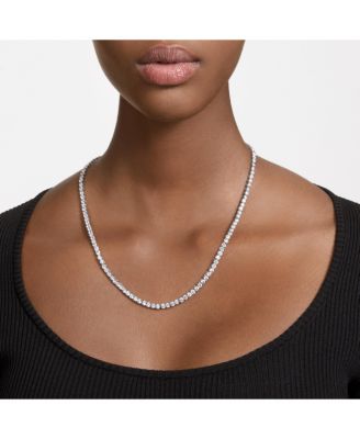 Round Cut White Rhodium Plated Matrix Tennis Necklace