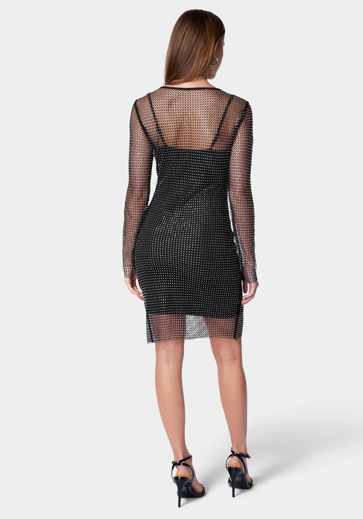Женское платье Bebe Crystal Mesh Mini, цвет: Чёрный — фото 3