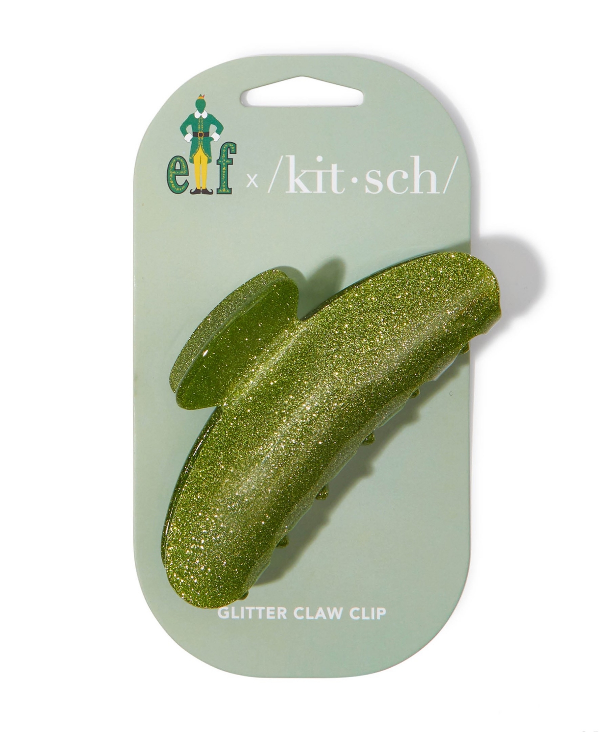 Shop Kitsch X Elf Glitter Claw Clip In Green Glitter