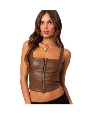 Hooked On Me Faux Leather Corset - Black