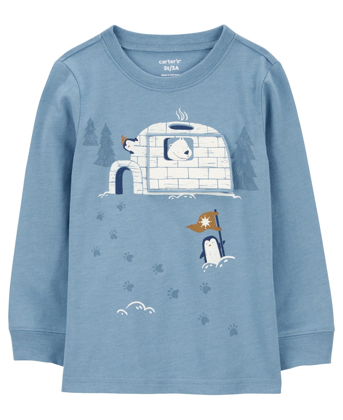 Carter's Babies' Toddler Boys Polar Bear Igloo Jersey T-shirt In Blue