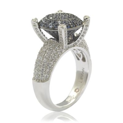 Suzy Levian Sterling Silver Cubic Zirconia Pave Center Stone Ring
