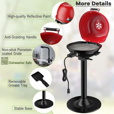 1600W Portable Electric BBQ Grill with Removable Non-Stick Rack