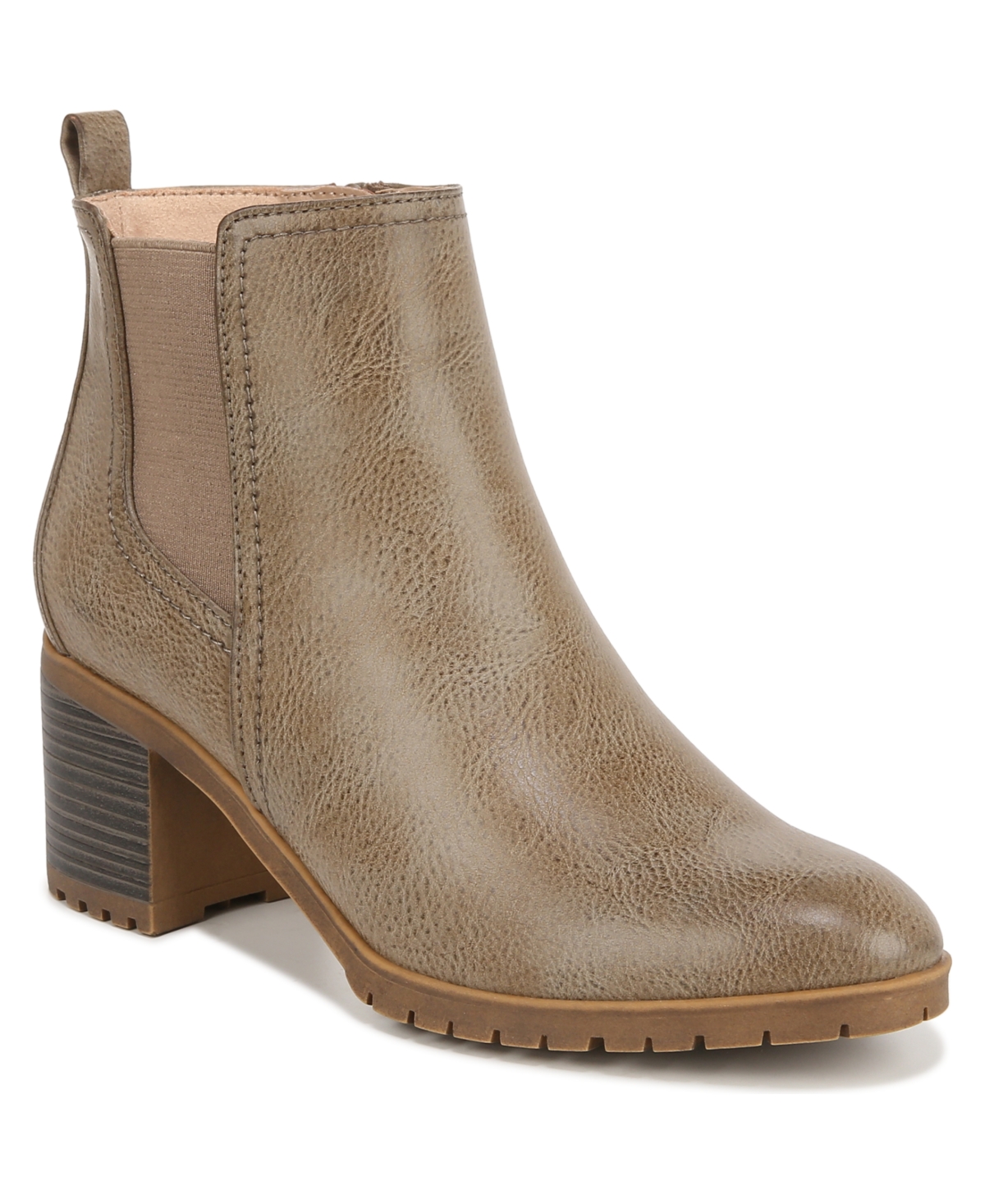 Mesa Lug Sole Booties - Stone Beige Faux Leather