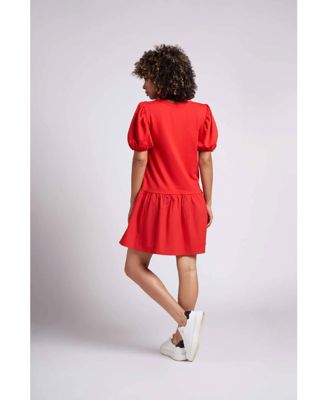 Women's Maria Fleece and Cotton Crew Neck Dress with Asymmetrical skirt