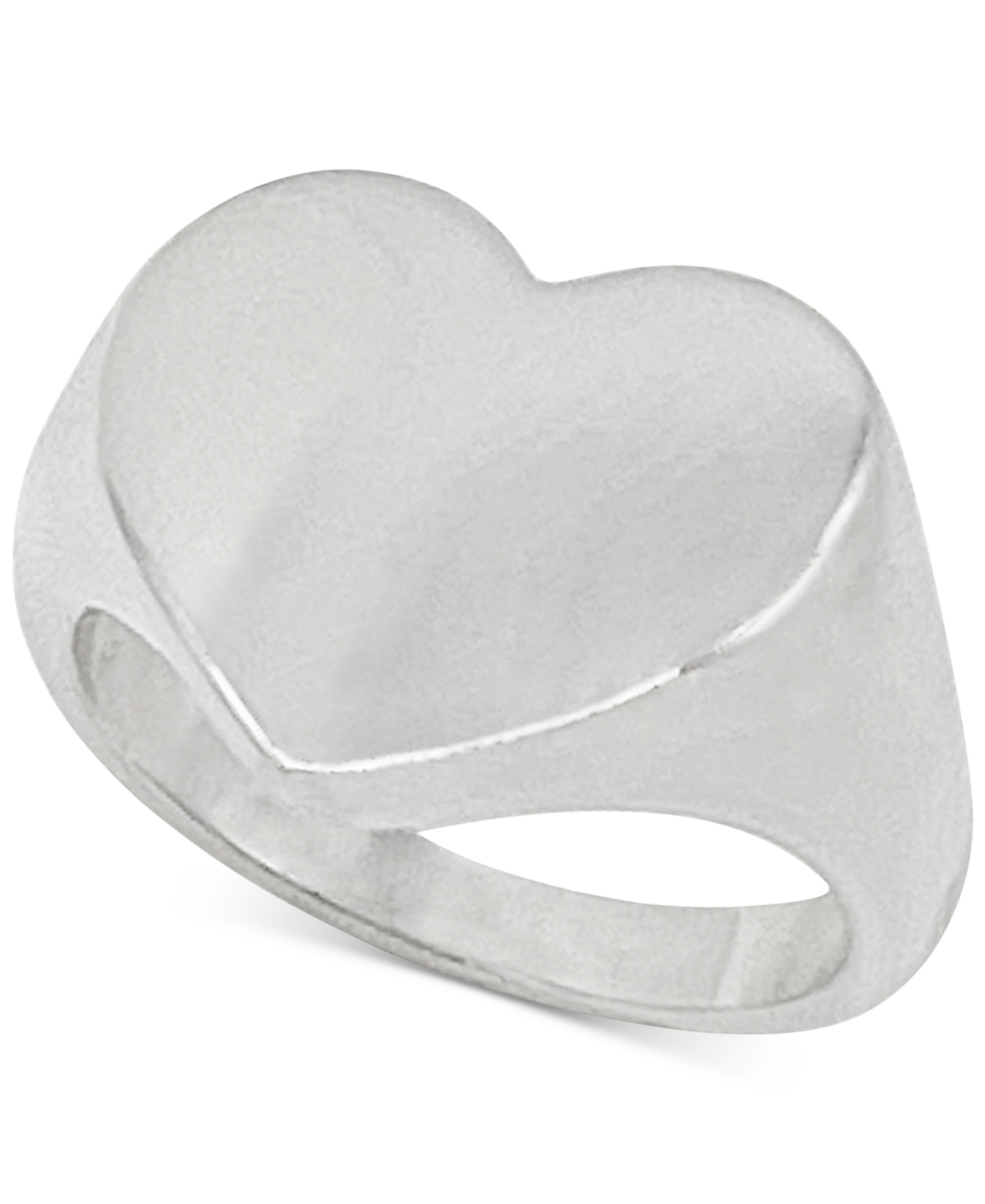 Adornia Rhodium-plated Heart Signet Statement Ring In Silver