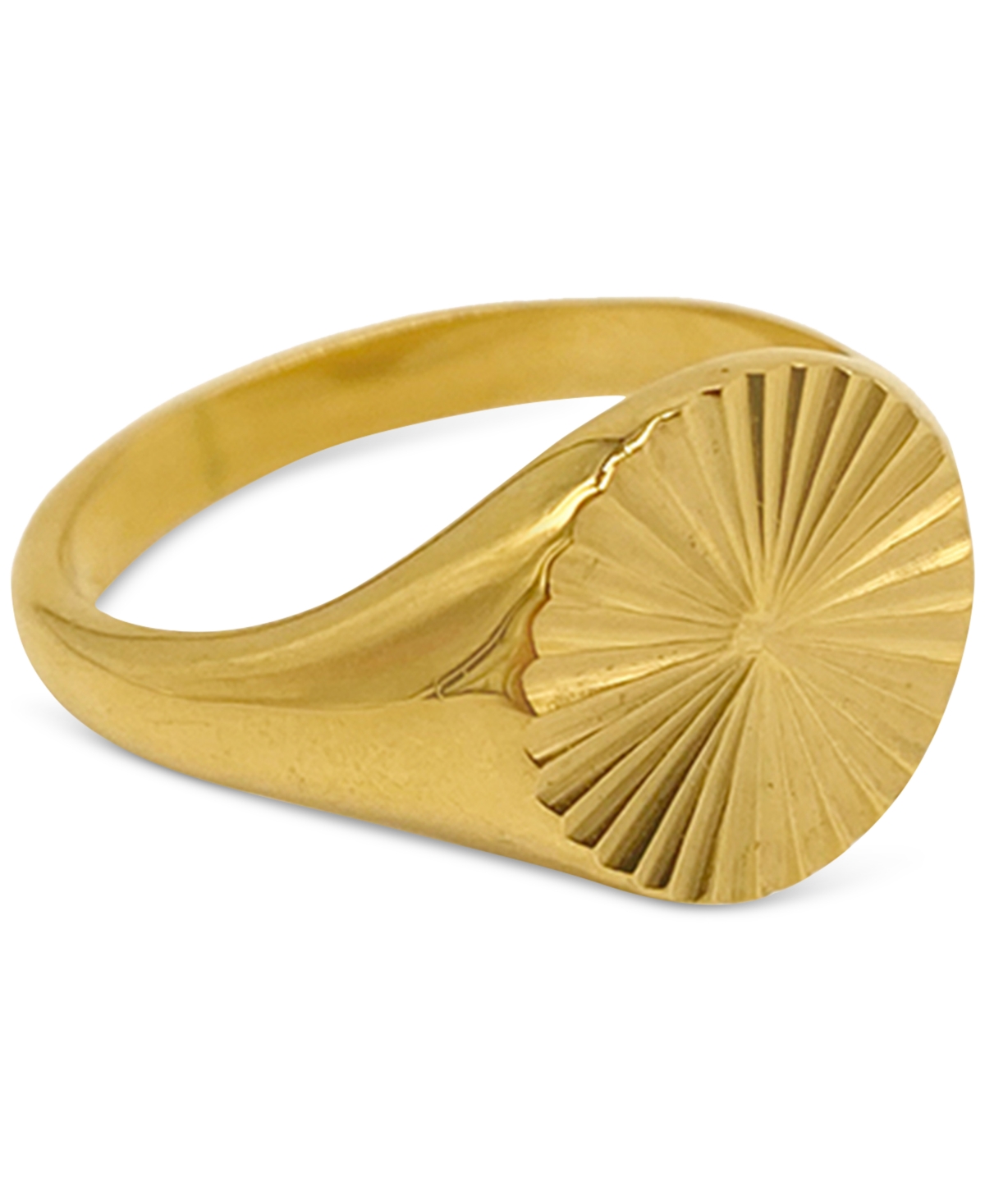 Adornia 14k Gold Plated Sunburst Signet Ring