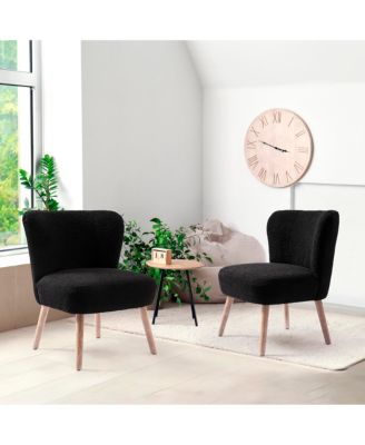 25" Wide Upholstered Boucle Accent Chairs (Set of 2)