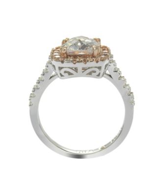 Suzy Levian Sterling Silver White & Pink Cubic Zirconia Center Stone Ring