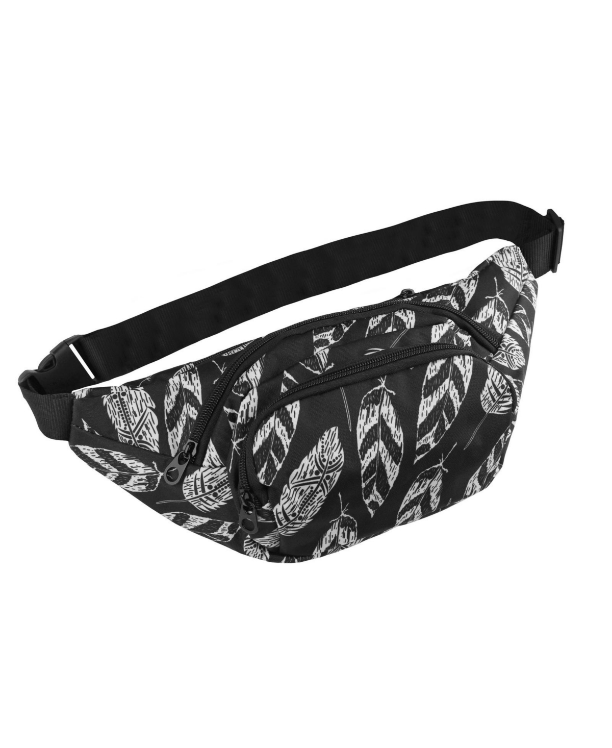Feathers 14-Inch Fanny Pack Adjustable Crossbody Waist Pack - Feather